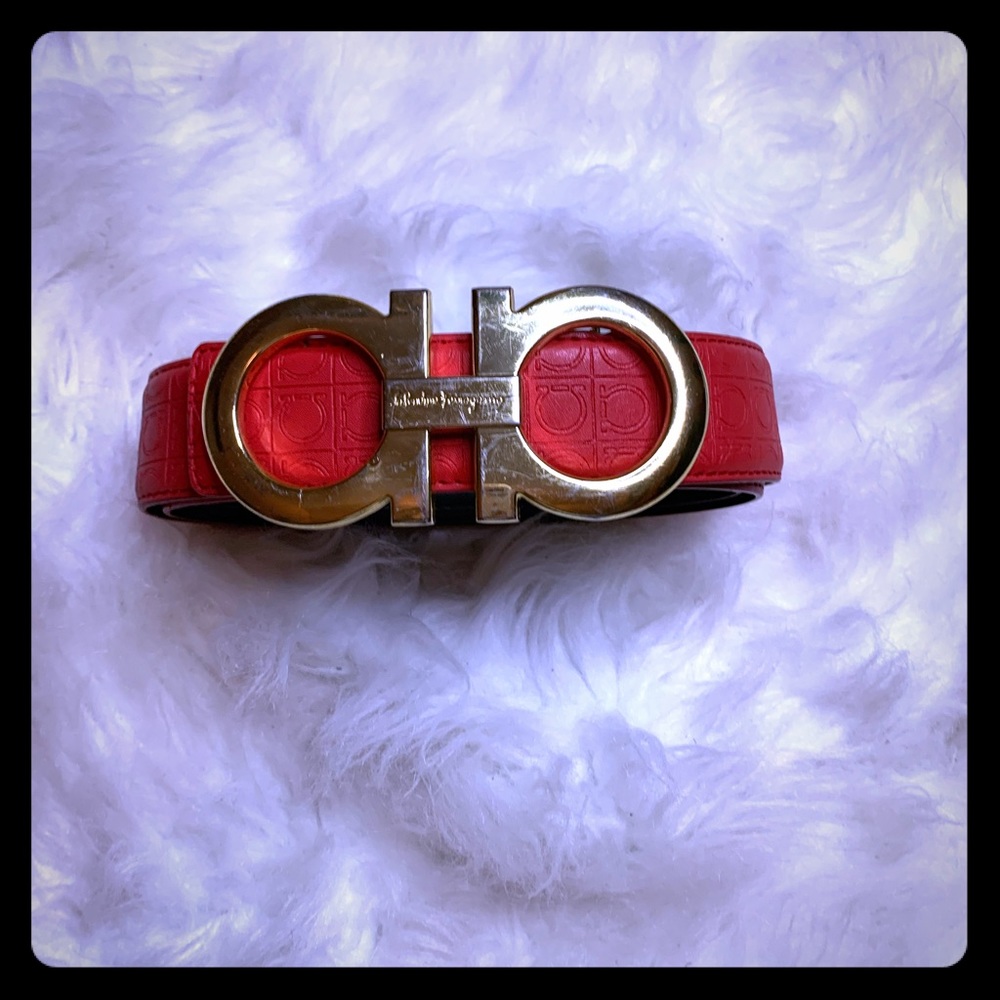 Ferragamo belt red and gold